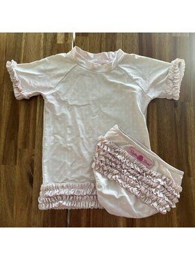 Ruffle Butts Girls Polka Dot Swim Suit Size 6 FADED PLAY Beach Pool Vacation